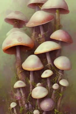 diffrerent mushrooms in style of watercolor painting