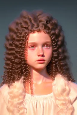 GIRL WITH HUGE PERMED HAIR, PHOTOREALISTIC