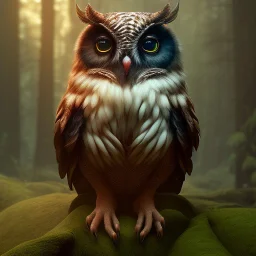 intricate details, realistic, octane, unreal engine, portrait, natural lighting,volumetric lighting, shiny,extreme detail, Photorealism, High detail, Hyper realistic Owl in forest, macro lens blur,sharp focus,masterpiece trending by artstation