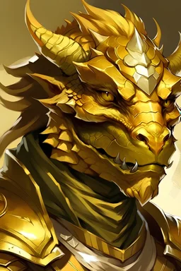 Dragonborn DnD, golden dragon, friendly face