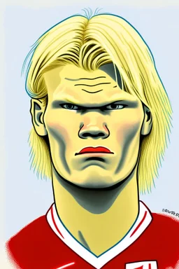 Erling Haaland Norwegian football player ,cartoon 2d