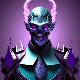 full body undead purple masked villain in galaxy, teal and purple smoke, detailed, realistic, 4k