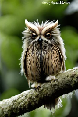Hairy moth owl hybrid creature