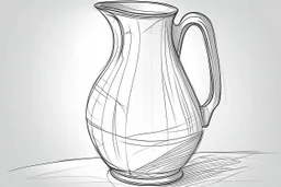 Minimalist outline of a straight sided jug in pencil in the style of the sketches of Van Gogh