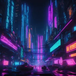 The neon-lit underbelly of a dystopian metropolis. Cyperpunk. Cyberspace. Dark. Epic. Neonlight. 4k.