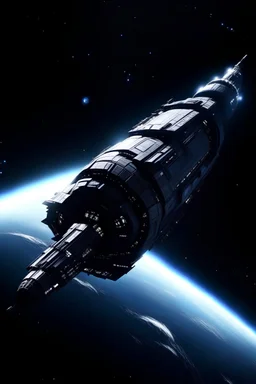 a spaceship travelling through space