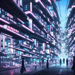 futuristic Japanese town, fantasy, cyberpunk, cybernetic world