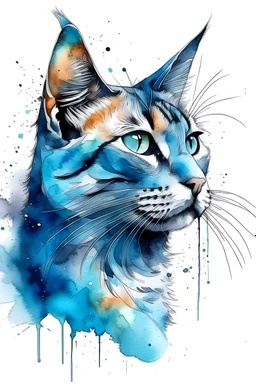 cat painting in galasxy on white background