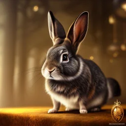 steampunk rabbit, extremely detailed, UHD, 8k,The close-up camera effect,sharp focus,perfect, background forest,position,hyperphotorealistic