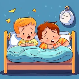 kids sleeping in their bed cartoon