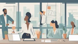 An impactful image reflecting the importance of successful recruitment strategies in the business world and how these strategies can make employee teams more diverse and productive, contributing to success in today's competitive job market.