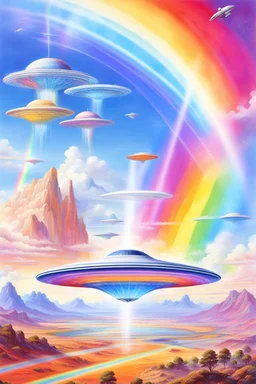 realist, high,rainbow commander, intergalactic beautifuls wjthe ufos rainbows,high contact, futuriste