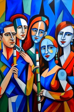 picasso style cubism 5 people