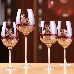 luxury wine glass with intricate and expensive ornaments