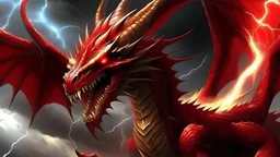 red dragon,wings ,lightning,eyes