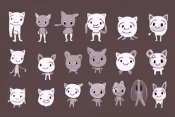 make a bunch of simple hand drawn cute cartoon characters with bodies arms, and legs I could draw and make them all different