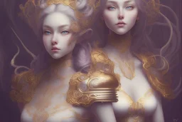 baroque style, elegant, long hair concept art, fancy clothing, fancy room interior, highly detailed, artstation, behance, deviantart, inspired by innocent manga, inspired by castlevania concept art, trending, ayami kojima, shinichi sakamoto