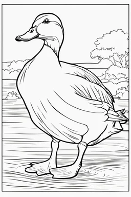 coloring page for kids, DUCK, thick outline, low details, no shading, no color