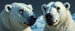 close up martian ice bears with make up painted by Rembrandt