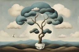 depiction of "Breathing" as a cycle in style of Magritte