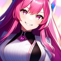 girl, masterpiece, best quality, volumetric lighting, detailed outfit, perfect eyes, dark pink hair, pink eyes, long hair, close-up, laughing, angry,