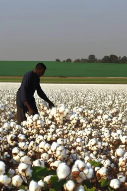 Cotton field, black man, picking