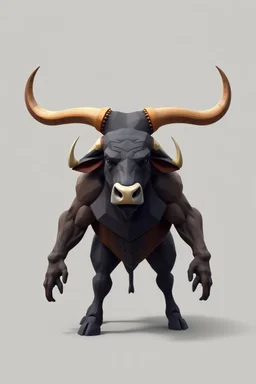 hi poly Stampeding Bull Cyclops Minotaur T pose just the character and simple background