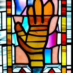 a fist rendered in stained glass