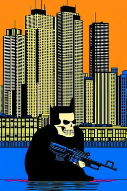 punisher sku;; CITY beach hideout in the style of Hiroshi Nagai