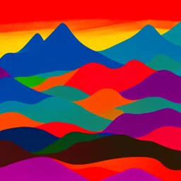 Layers of mountains abstract colorful