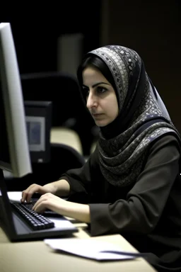iran woman working with computer
