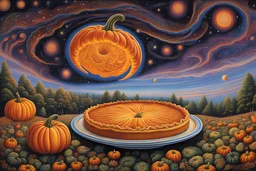 cosmic pumpkin pie in space with swirling fractals alex grey