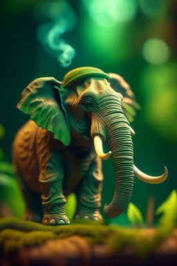 big camo elephant in the room smoking a cigar in the style of pixar, on a strange planet with weird colors and waterfalls, bokeh like f/0.8, tilt-shift lens 8k, high detail, smooth render, down-light, unreal engine, prize winning