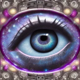 side portrait of a beautiful, stunning eye with iris made of jewels and galaxy, foliage, side view, george grie, anne dittman, anne stokes, lisa parker, selina french, greg rutowski, howard lyon, brian froud