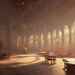 School of learning magic, huge building, panoramic view, mysterious, soft lighting, unreal engine 5 volumetric lighting, intricate details, realistic style, 8k resolution