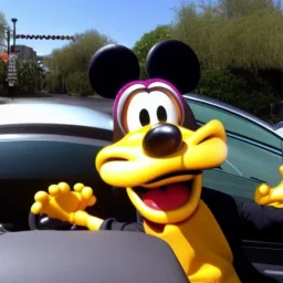 Goofy from Disney driving Prius, McDonald's