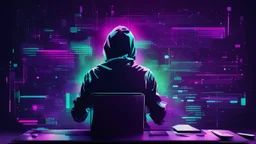 create me a hacker desktop background with the style of glitchart