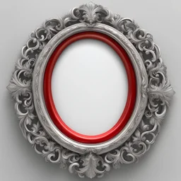 oval silver frame with red