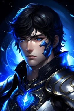 Galactic beautiful man knight of sky deep blue eyed blackhaired