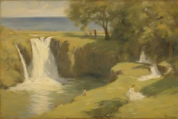 sunny day, waterfalls, philip wilson steer impressionism painting