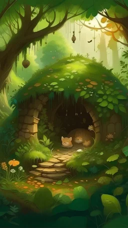 In the heart of a lush forest, nestled beneath a canopy of leaves, lay a cozy burrow where Whiskers and his family made their home. The burrow was a sanctuary of warmth and safety, where the soft rustle of leaves and the gentle chirping of birds provided the soundtrack to their daily lives.