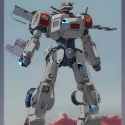 mecha with tracks for a tank. His body is armor and his hands are machine guns. The robot head has glass and the driver is an animal