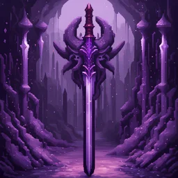 Espadas Gêmeas do Abismo Púrpura, feitas a pardir de presas gigantes, arte em pixel