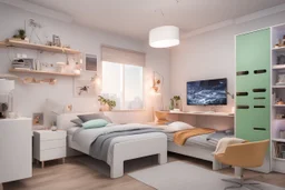 A youthful room with a gaming device and a bed 🛏️ 190 cm, 90 cm wide, and RGP side lighting.