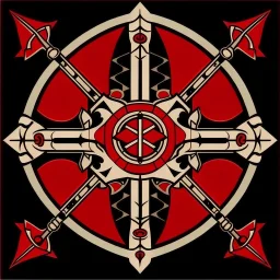 Make a medieval symbol for a samurai knight, it must be dark red and symmetrical.