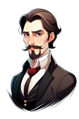 Young handsome vampire butler with goatee and brown hair