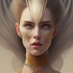 Portrait of evil girl facing straight, face, dark fantasy, intricate, elegant, highly detailed, digital painting, artstation, concept art, smooth, sharp focus, illustration, art by artgerm and greg rutkowski and alphonse mucha