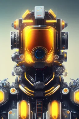 a beautiful full frame portrait digital painting of futuristic bananapunk robot, wide angle view, close-up, macro lens, centered camera, titanium accents, intricate details, small minutiae, tiny features, particulars, colorful, 8k, least ambient occlusion, volumetric lighting, volumetric clouds