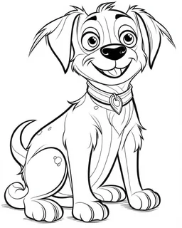 real dog cartoon coloring pages , no black color, no no flower, b/w outline art for kids coloring book page, Kids coloring pages, full white, kids style, white background, whole body, Sketch style, full body (((((white background))))), only use the outline., cartoon style, line art, coloring book, clean line art, white background, Sketch style