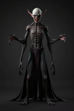 humanoid monster for a horror , silent hill style, creepy, 3d model, t-pose, full length, vampire